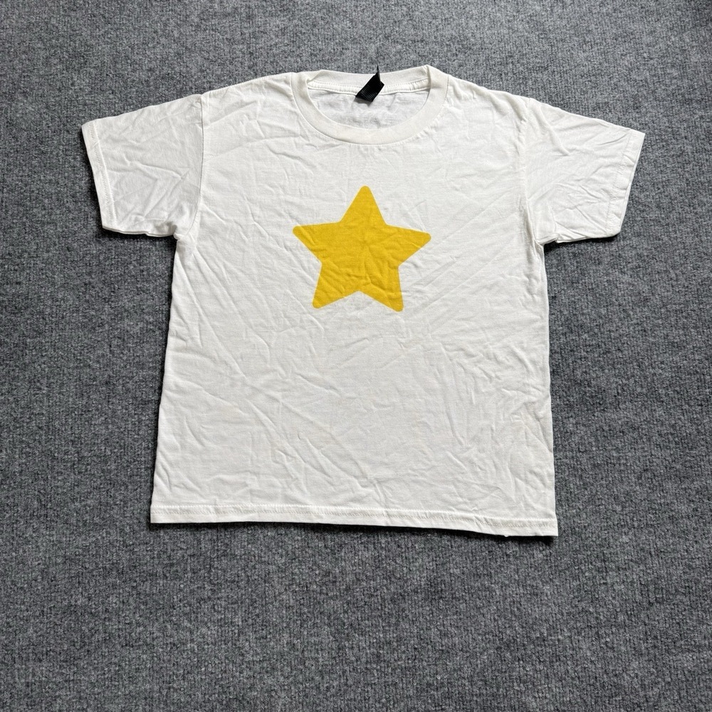 Kids White Short Sleeve Graphic T-Shirt Yellow Star Cosplay Casual Tee Size S